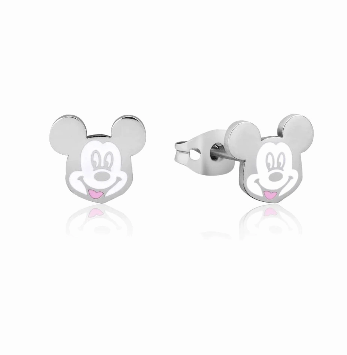 Mickey Mouse Head Silver Enamel - Necklace & Earring