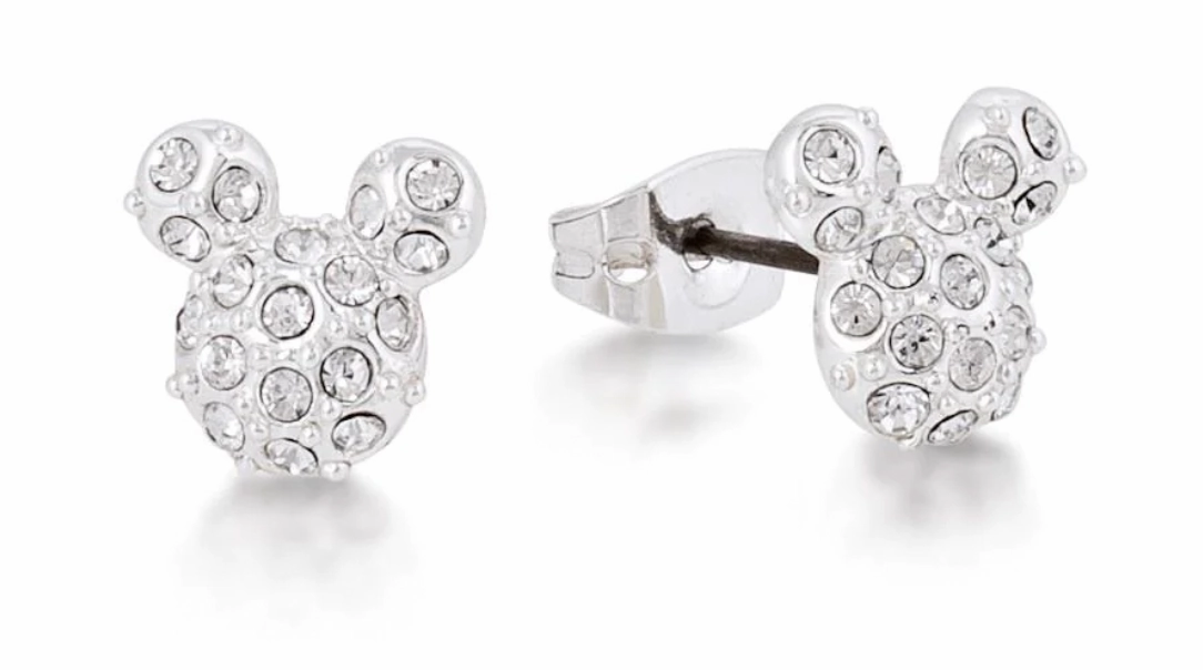 Mickey Mouse Head Studs with Pave Crystals & Titanium Posts - 2 colours
