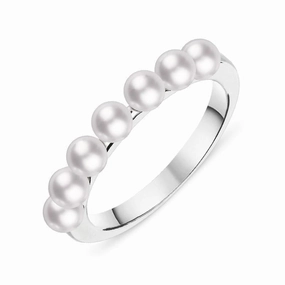 Mikimoto 18ct White Gold 3.5mm White Akoya Pearl Ring