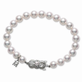 Mikimoto 18ct White Gold 7.5mm White A Akoya Pearl Bracelet
