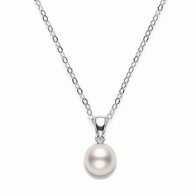 Mikimoto 18ct White Gold 7.5mm White AA Akoya Pearl Necklace