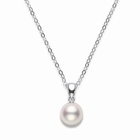 Mikimoto 18ct White Gold 7.5mm White AA Akoya Pearl Necklace