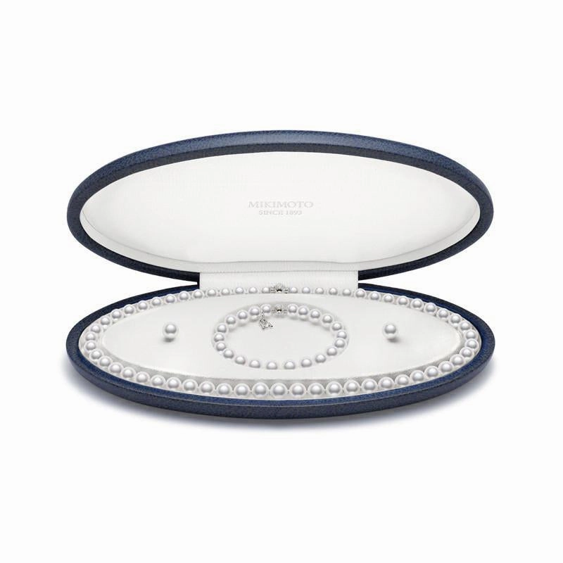 Mikimoto 18ct White Gold Akoya Pearl Necklace, Bracelet and Earring Set