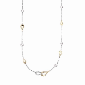 Mikimoto 18ct White Gold Akoya Pearl Twisted Heart Necklace