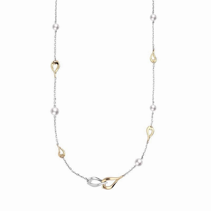 Mikimoto 18ct White Gold Akoya Pearl Twisted Heart Necklace