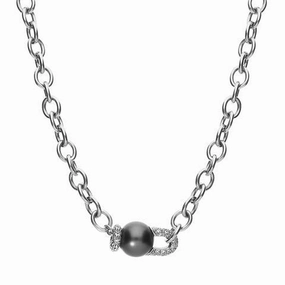 Mikimoto 18ct White Gold Diamond Black A  South Sea Pearl Necklace
