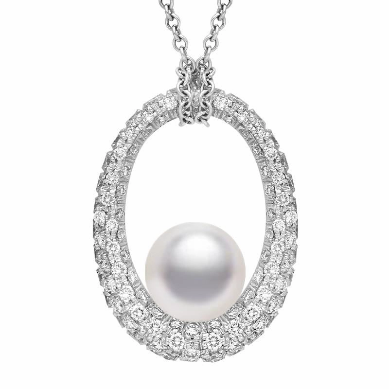 Mikimoto 18ct White Gold Diamond White South Sea Pearl Loop Necklace