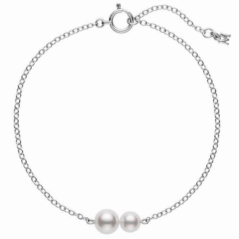 Mikimoto 18ct White Gold White Akoya Pearl Chain Bracelet