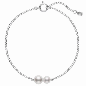 Mikimoto 18ct White Gold White Akoya Pearl Chain Bracelet