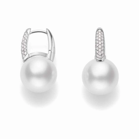 Mikimoto Classic Elegance 18ct White Gold Diamond White South Sea Pearl Earrrings
