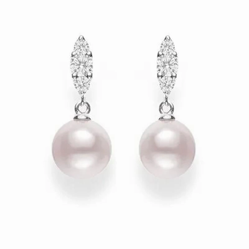 Mikimoto Morning Dew 18ct White Gold Diamond White Akoya Pearl Earrings