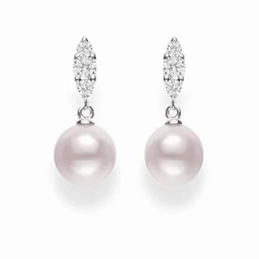 Mikimoto Morning Dew 18ct White Gold Diamond White Akoya Pearl Earrings