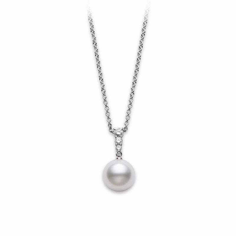 Mikimoto Morning Dew 18ct White Gold Diamond White South Sea Pearl Pendant