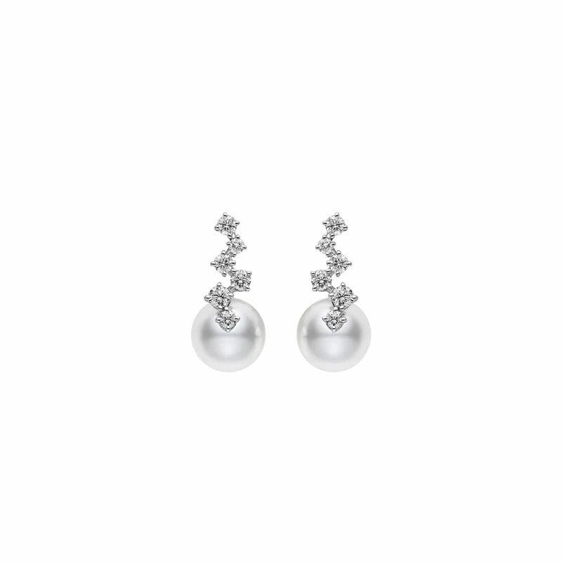 Mikimoto Starry Night 18ct White Gold Akoya Pearl Diamond Earrings