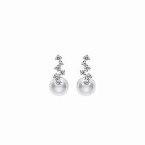 Mikimoto Starry Night 18ct White Gold Akoya Pearl Diamond Earrings