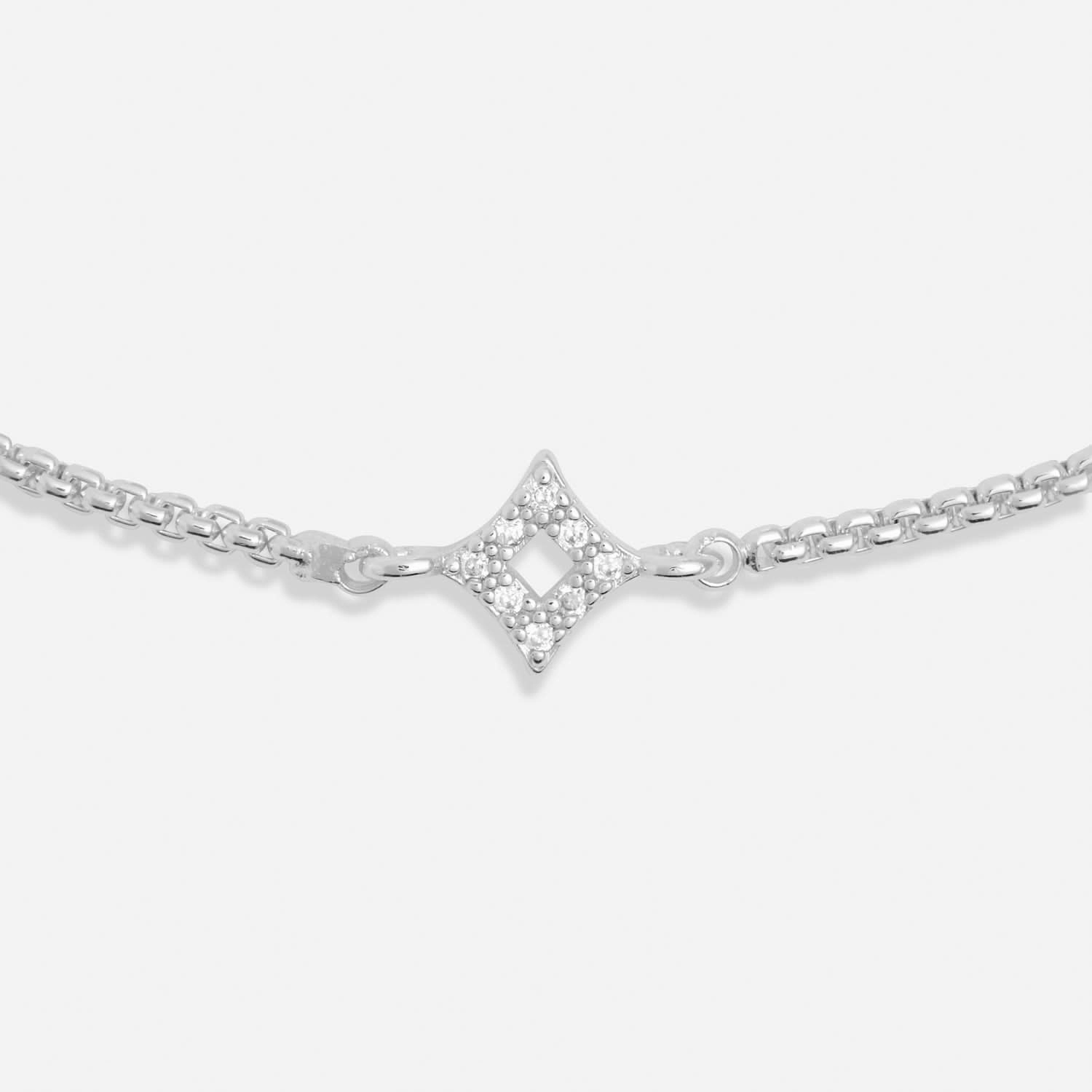 Mini Charms Pave Diamond Silver Plated Bracelet 7639
