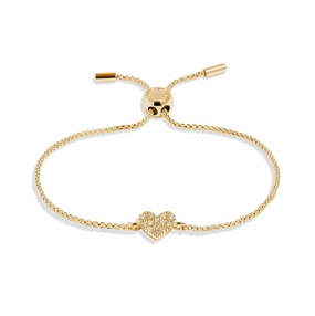 Mini Charms Pave Heart Gold Plated Bracelet 7638