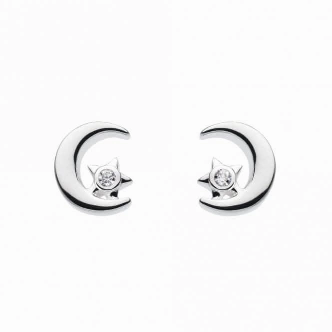 Moon and Star Zirconia Stud Earrings 3768CZ