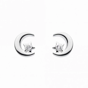 Moon and Star Zirconia Stud Earrings 3768CZ