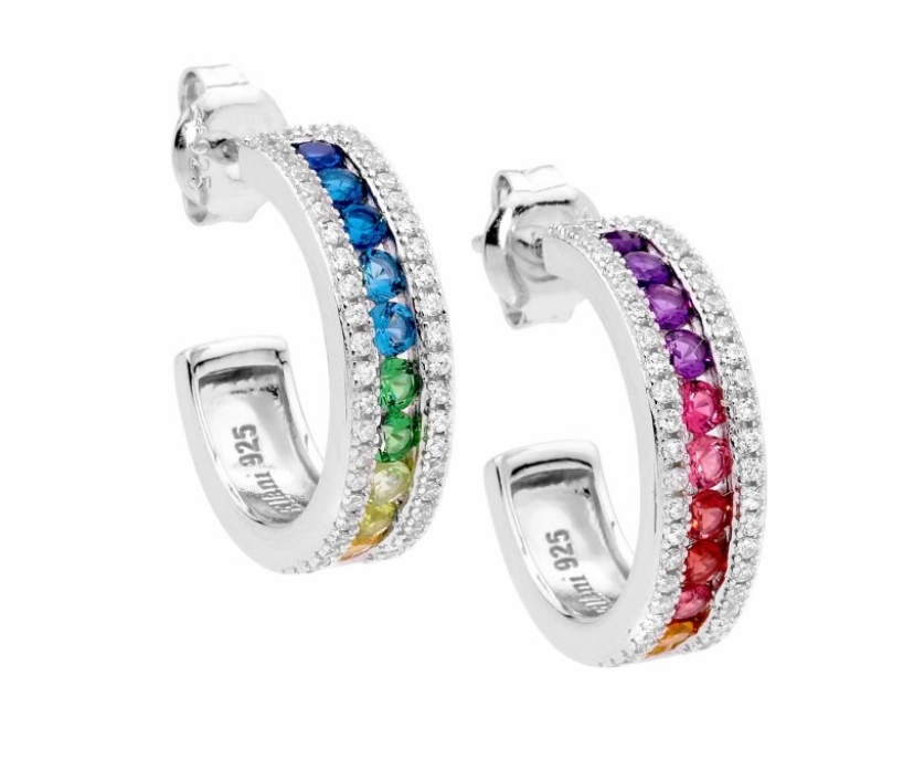 Multicoloured cubic zirconia 18mm hoop earrings