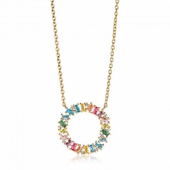 Multicoloured Zirconia Antella Circolo Grande Necklace SJ-C0163-XCZ(YG)