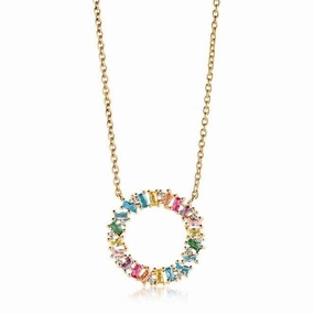 Multicoloured Zirconia Antella Circolo Grande Necklace SJ-C0163-XCZ(YG)