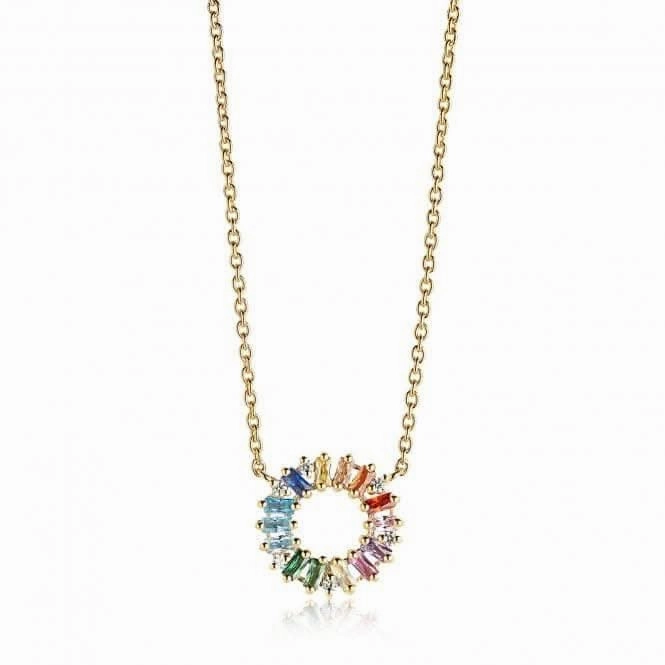 Multicoloured Zirconia Antella Circolo Necklace SJ-C0162-XCZ(YG)