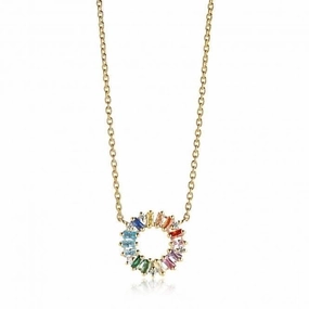 Multicoloured Zirconia Antella Circolo Necklace SJ-C0162-XCZ(YG)