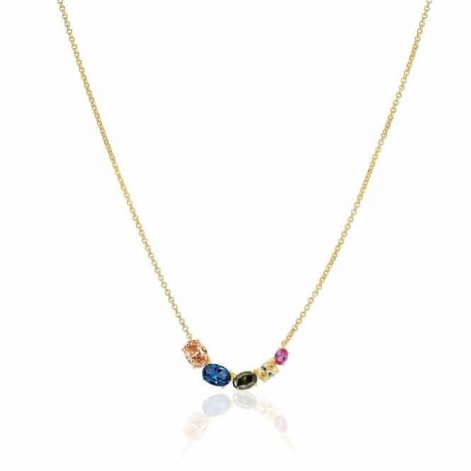 Multicoloured Zirconia Ellisse Cinque Necklace SJ-N2332-XCZ-YG