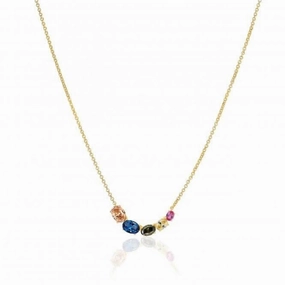 Multicoloured Zirconia Ellisse Cinque Necklace SJ-N2332-XCZ-YG
