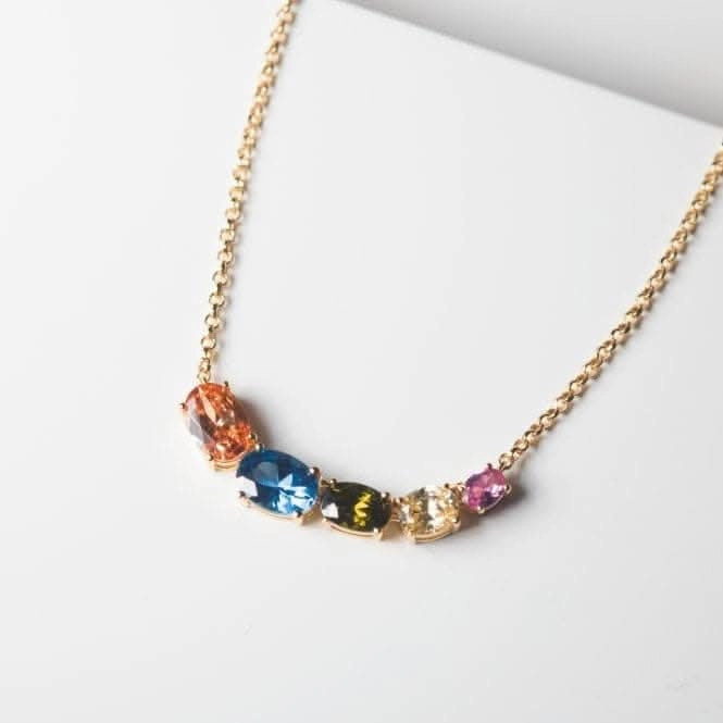 Multicoloured Zirconia Ellisse Cinque Necklace SJ-N2332-XCZ-YG
