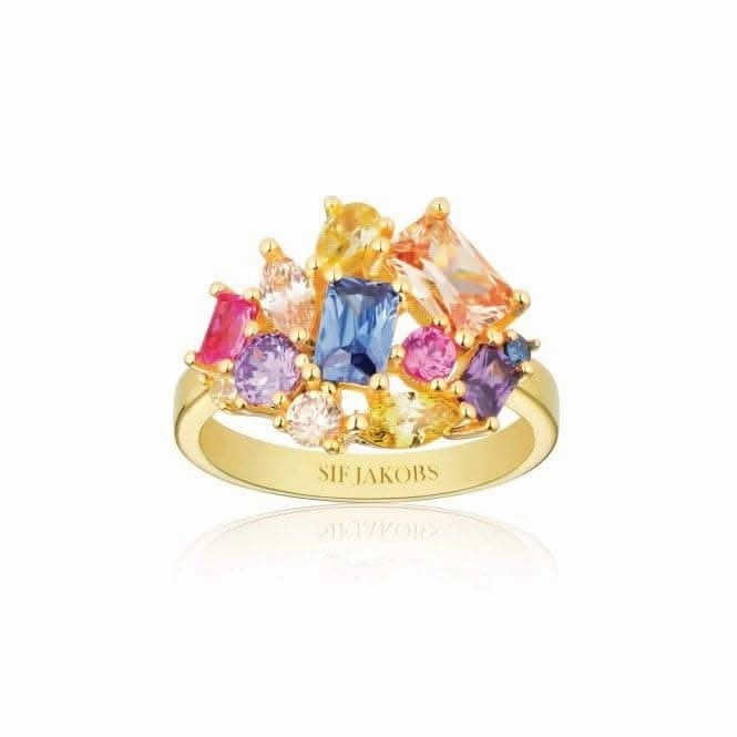 Multicoloured Zirconia Ivrea Grande Ring SJ-R12331-XCZ-YG