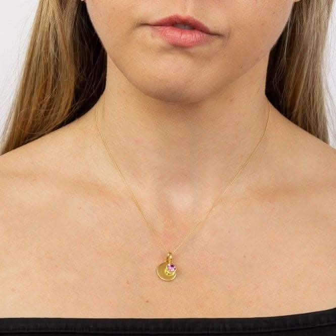 October Yellow Gold Plated Birthstone Engravable Disc Necklace P5017