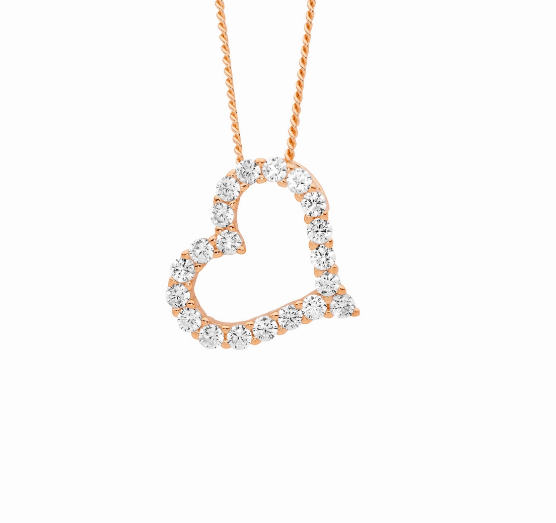 Open Heart 13mm with CZ Pendant - 3 colours