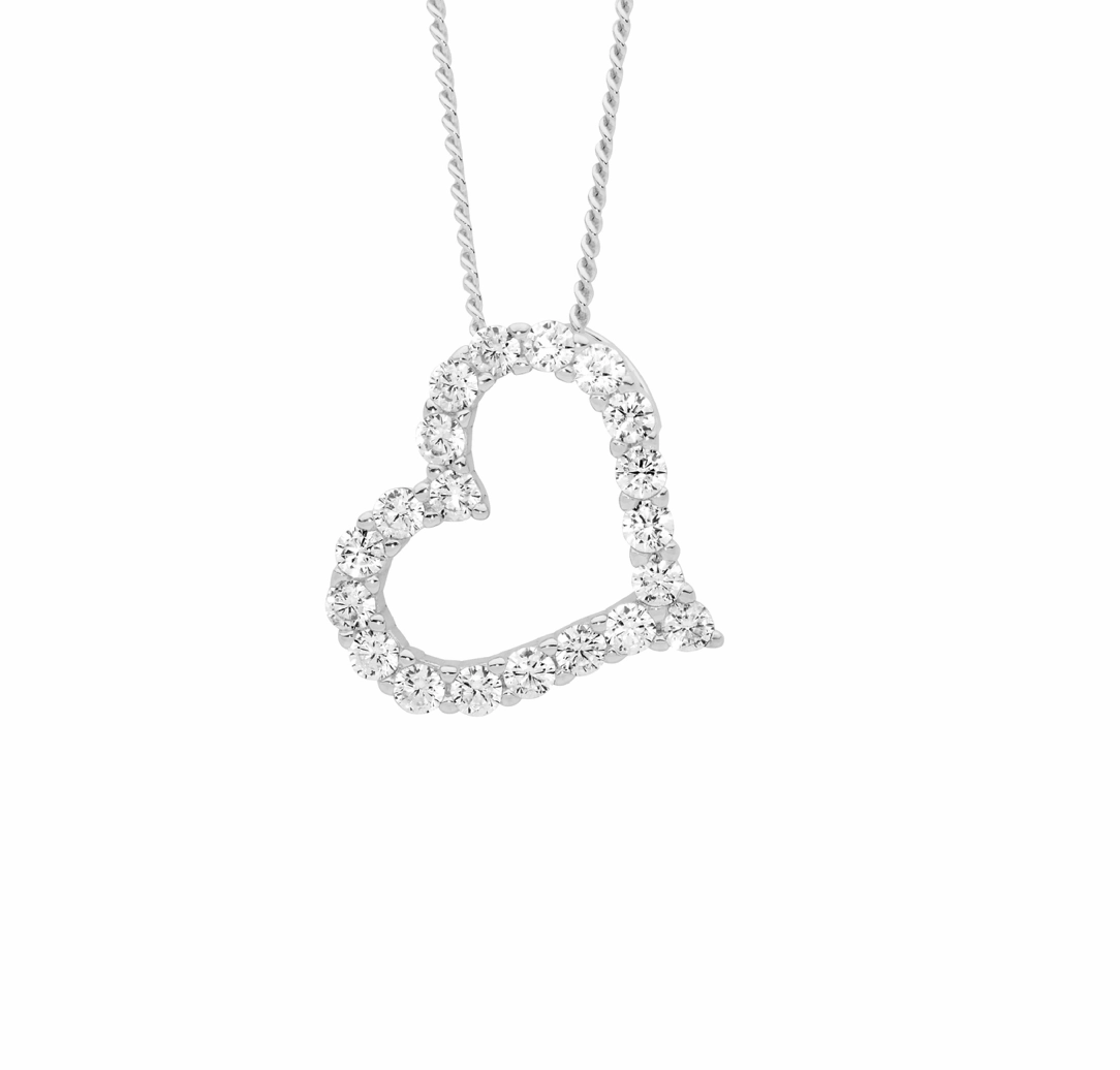Open Heart 13mm with CZ Pendant - 3 colours