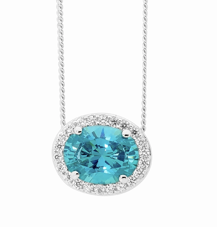 Oval CZ w/ CZ Surround Slider Pendant - 3 colours