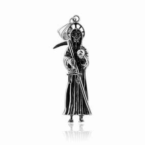 Oxidized 925 Sterling Silver Grim Reaper Pendant - EJP00002