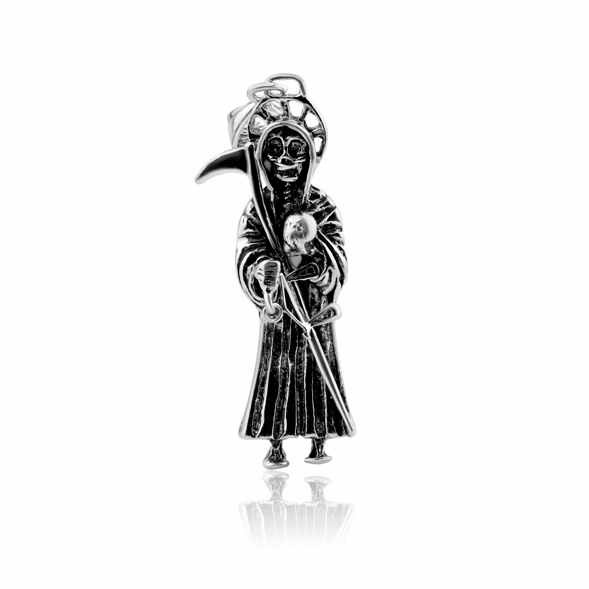 Oxidized 925 Sterling Silver Grim Reaper Pendant - EJP00002