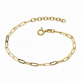 Paperclip Link Chain 7" Gold Plated Bracelet 76812GD