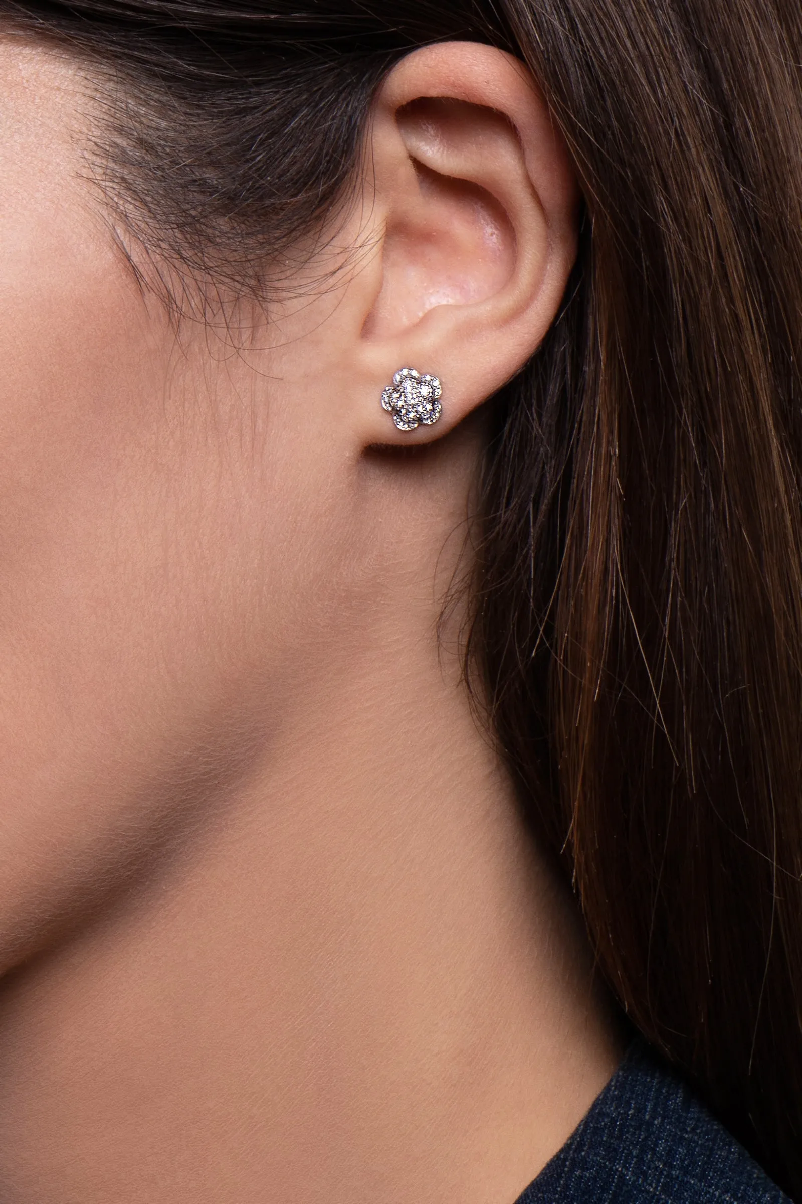 Pasquale Bruni Figlia Dei Fiori 18ct White Gold 0.33ct Diamond Flower Stud Earrings