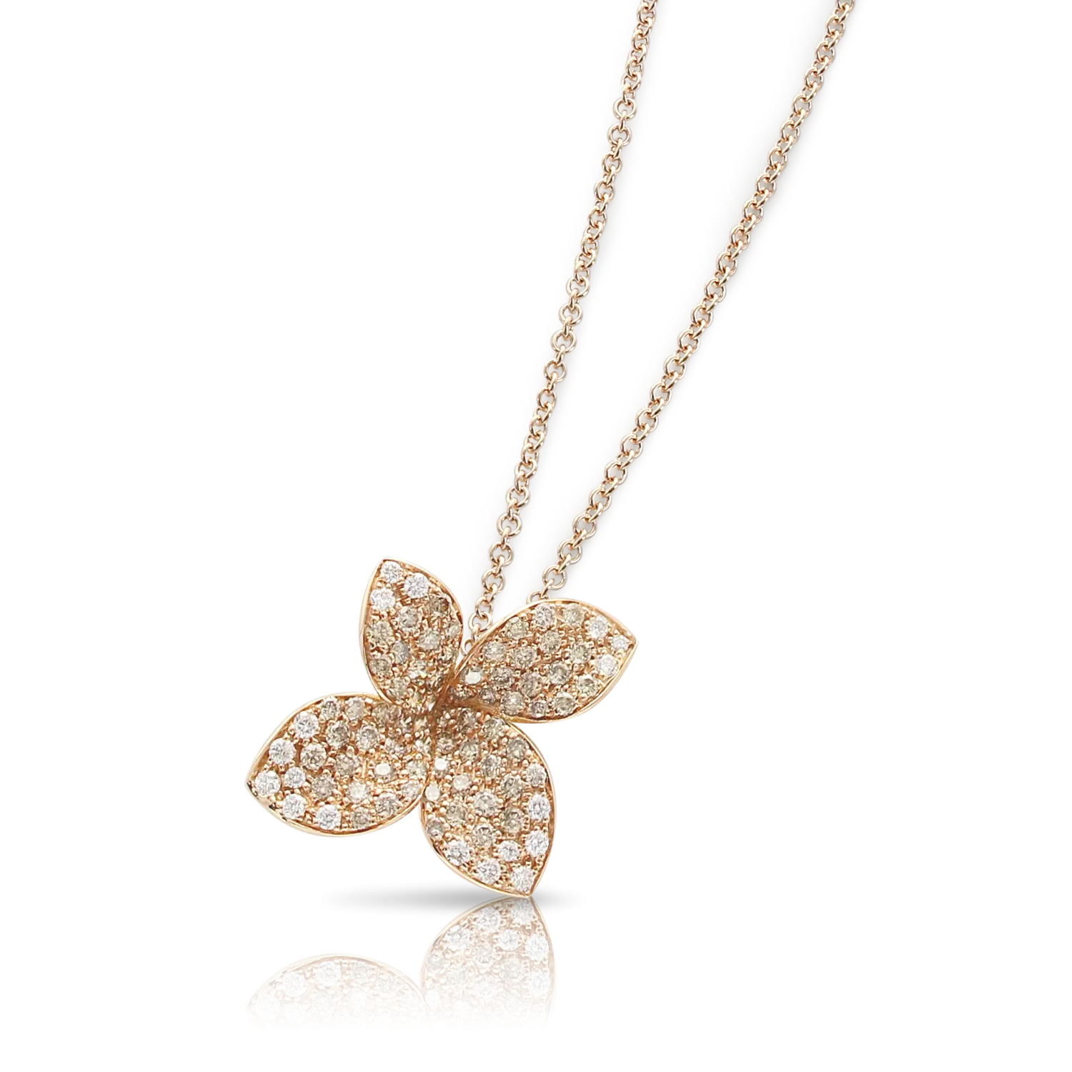Pasquale Bruni Petit Garden 18ct Rose Gold White and Champagne Diamond Flower Necklace