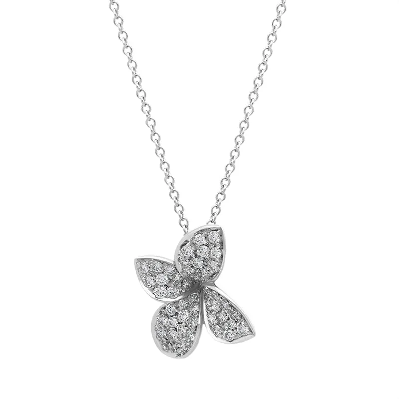 Pasquale Bruni Petit Garden 18ct White Gold 0.37ct Diamond Flower Pendant Necklace