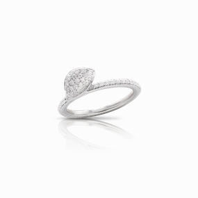 Pasquale Bruni Petit Garden 18ct White Gold Diamond Single Leaf Ring