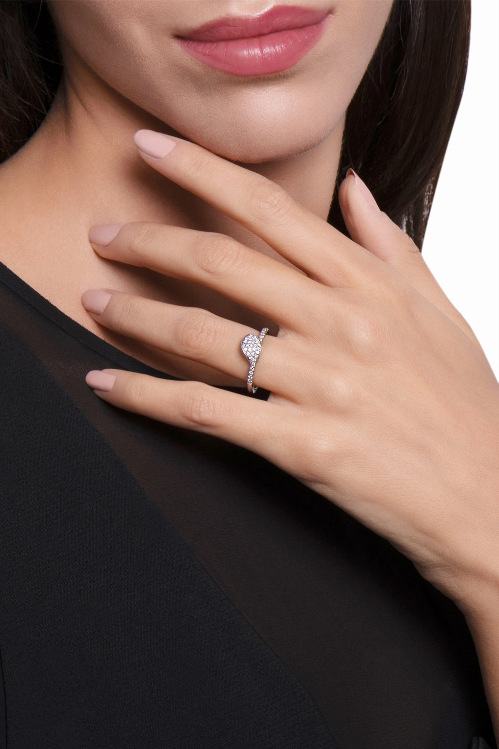 Pasquale Bruni Petit Garden 18ct White Gold Diamond Single Leaf Ring
