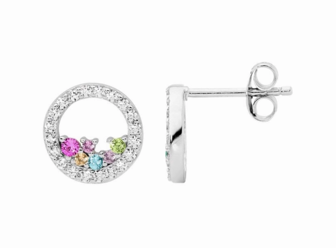 Pastel CZ Open circle pendant and earrings