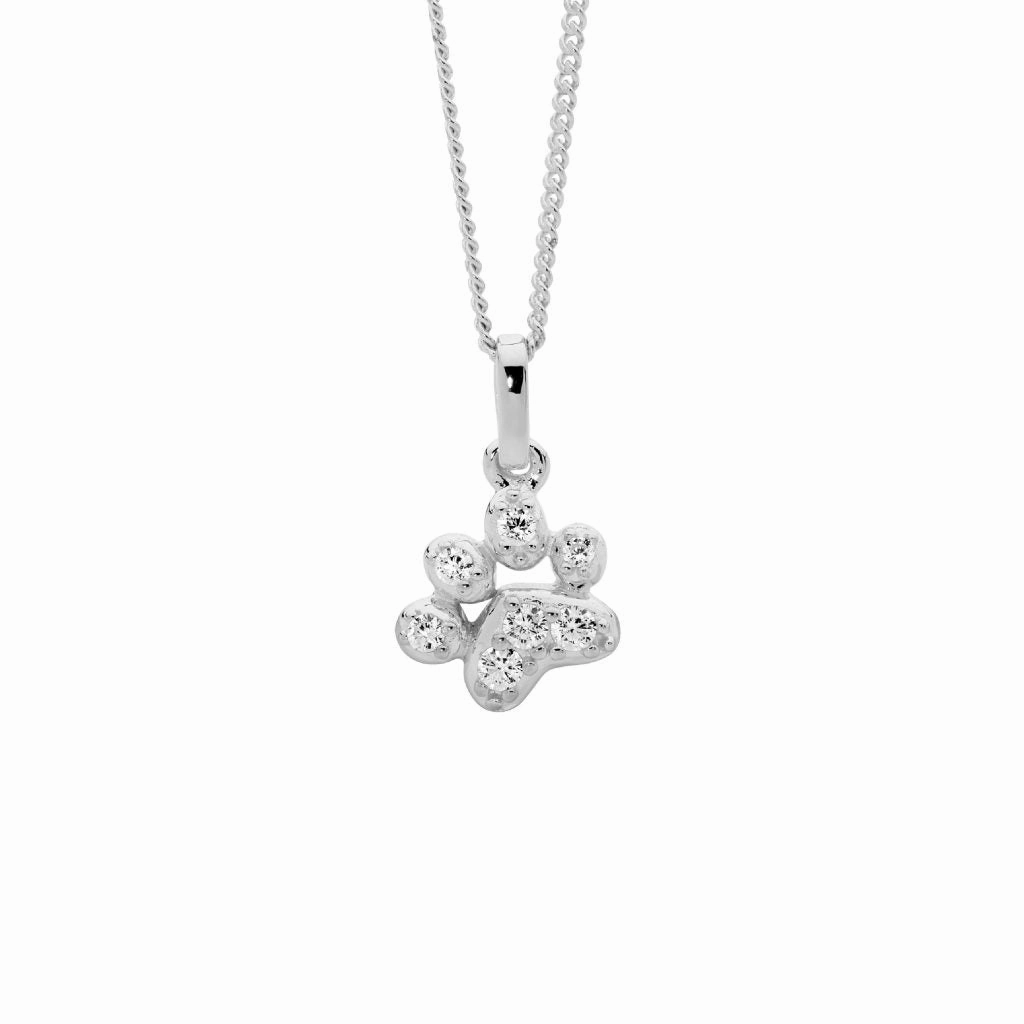 Paw Print with CZ Pendant - 3 Colours