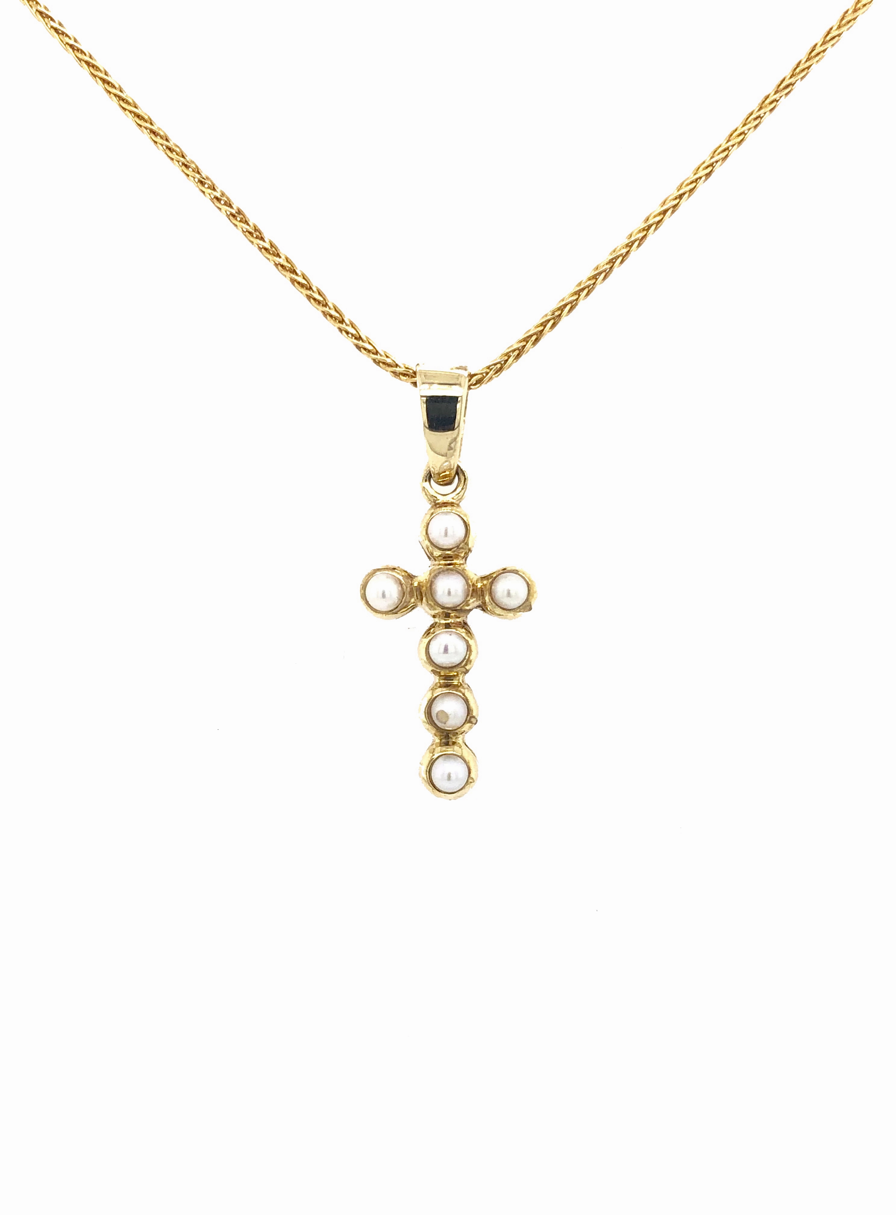 Pearl Layered 9ct Yellow Gold Cross Pendant