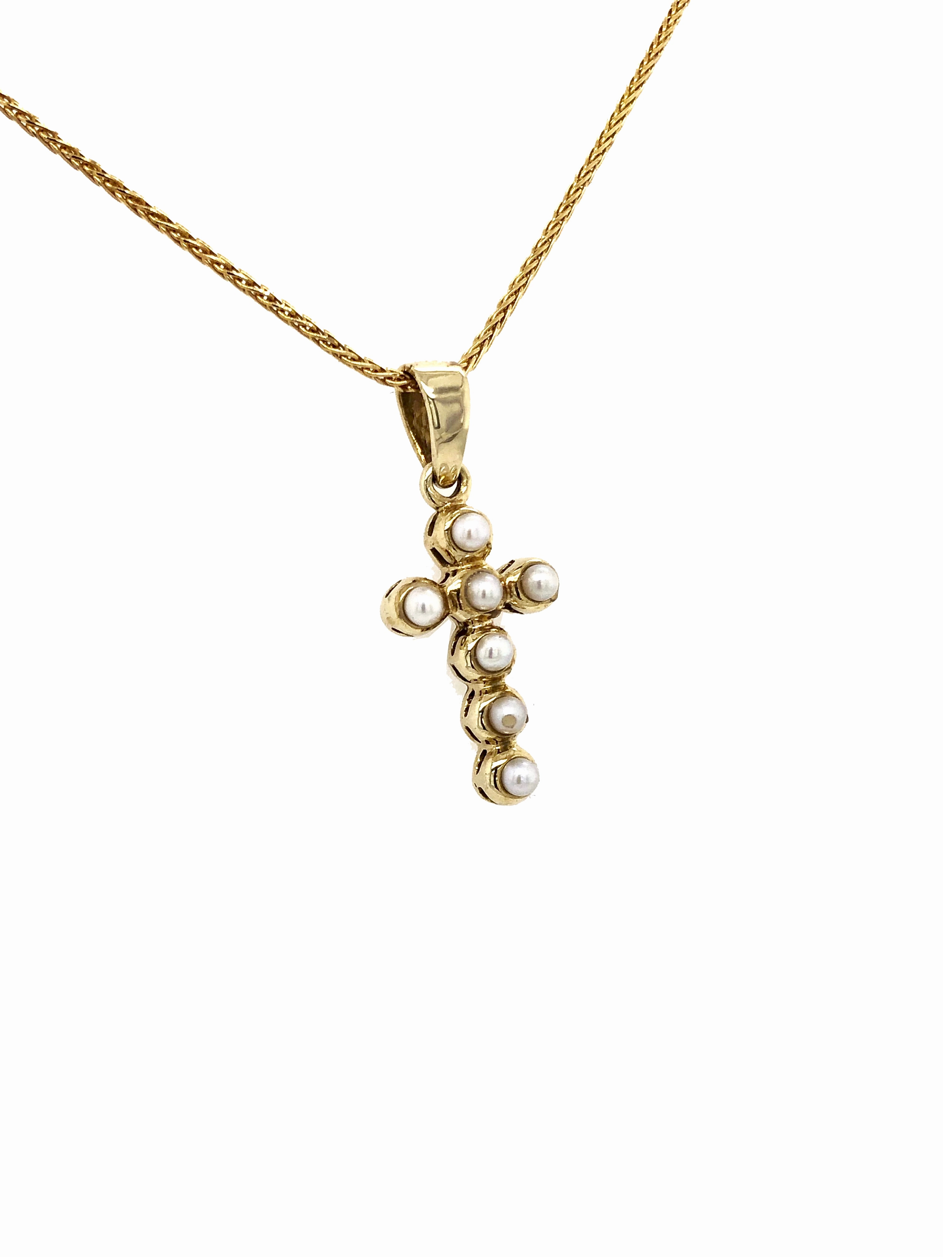 Pearl Layered 9ct Yellow Gold Cross Pendant