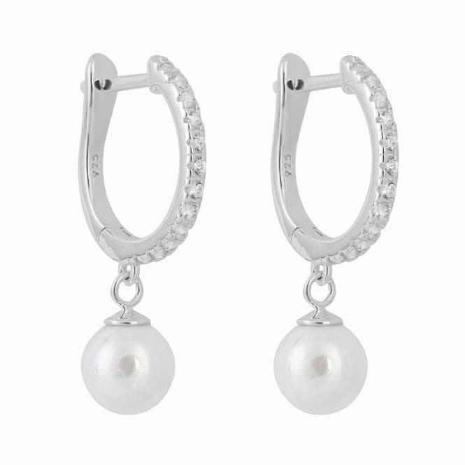 Pearl Pave Hoop Earrings E6234W