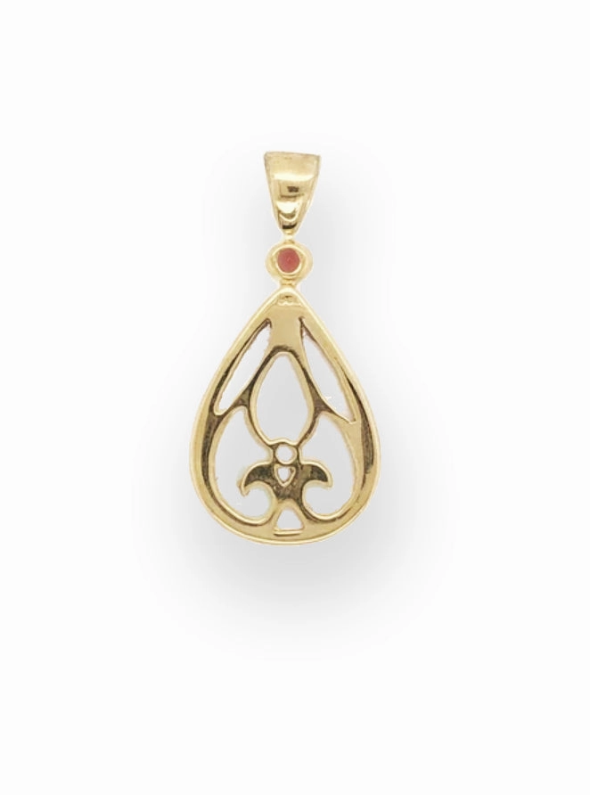 Pearl Teardrop with Garnet Pendant